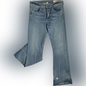 Rag & Bone 10 Inch Flare Crop High Rise Distressed Jeans